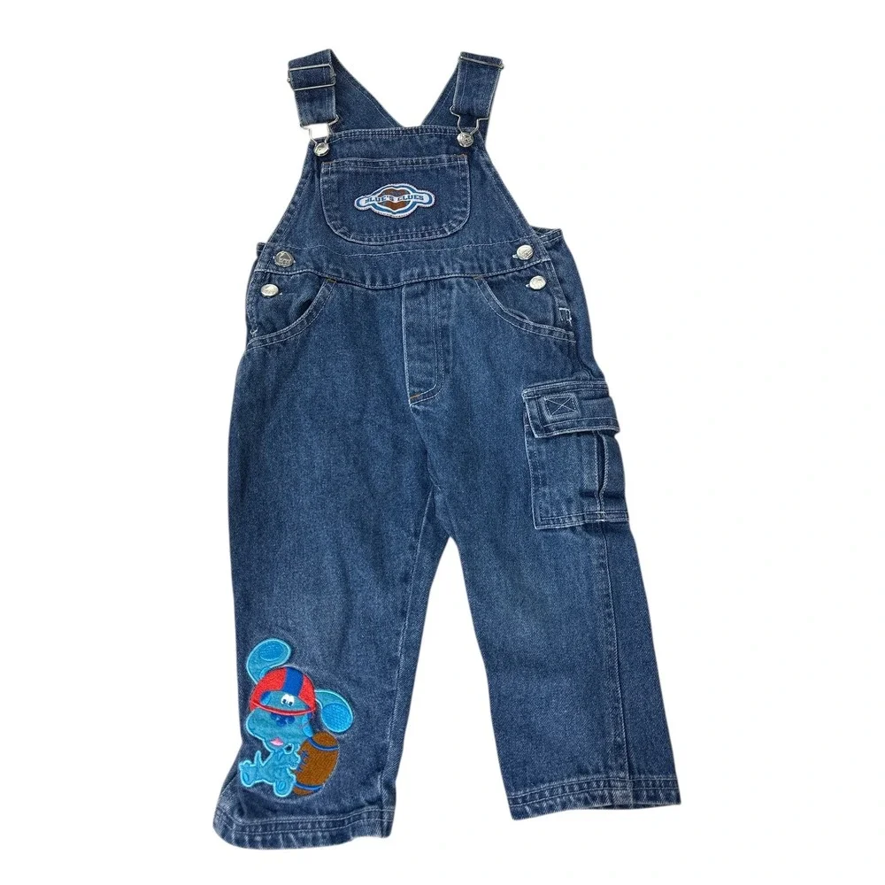 Vintage Blue's Clues Y2K Embroidered Denim Jean Overalls 2T‎ & Shirts 2000
